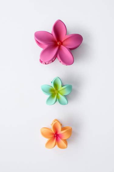 LOT DE TROIS PINCES FLEURS - Fuchsia de Zara