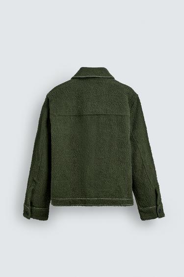 SURCHEMISE TEXTURÉE SURPIQÛRES - Vert foncé de Zara - Image 7