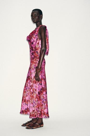 ROBE MI-LONGUE IMPRIMÉE FLEURS - Multicolore de Zara - Image 2