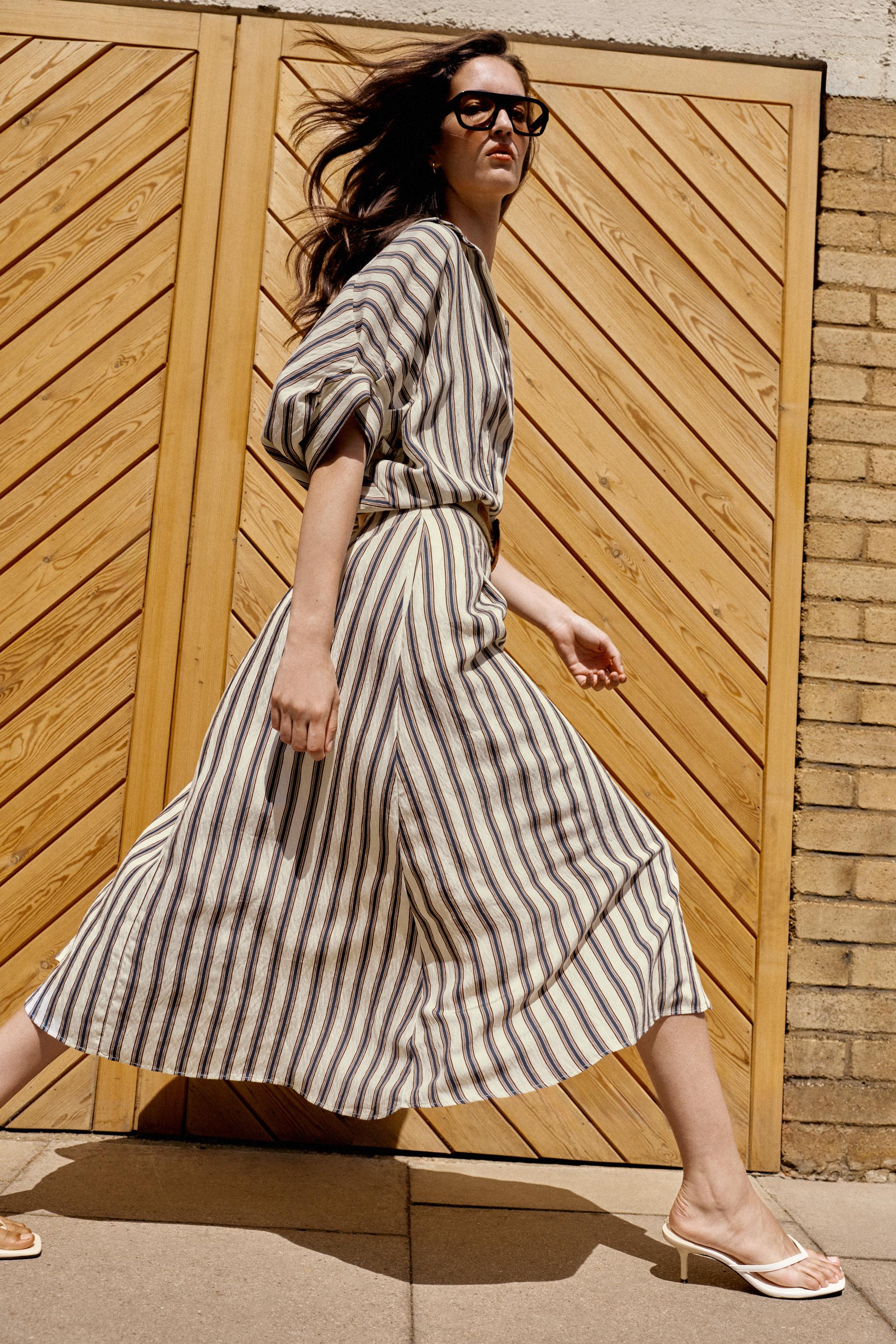 Женские платья Zara STRIPED BELTED MIDI DRESS — фото 3