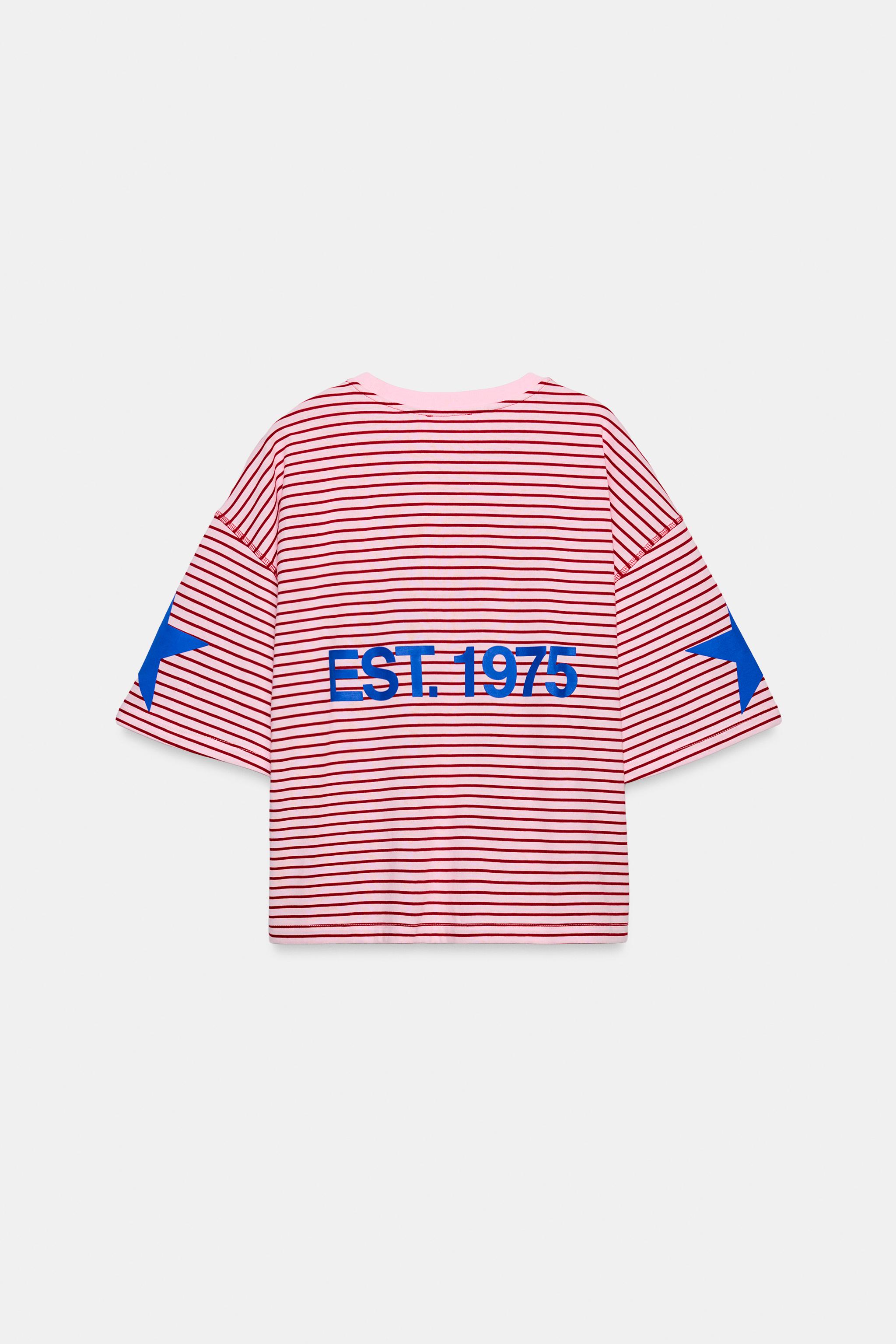 YAZILI YILDIZLI ÇİZGİLİ T-SHIRT - Görsel 6