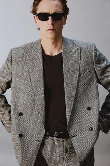 VESTE CROISÉE COSTUME CARREAUX LAINE - LIN AARON LEVINE X ZARA - Blanc / Noir de Zara - Image 4