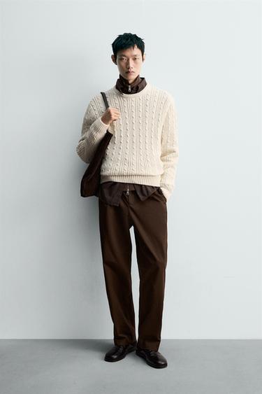 Zara 麻花紋理針織衫 - 裸色