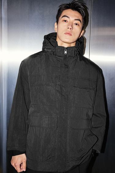 Zara 口袋科技布派克外套 - 碳色