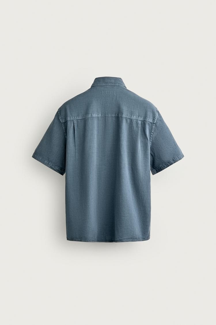 Camisa de algodón/lino de corte regular 8