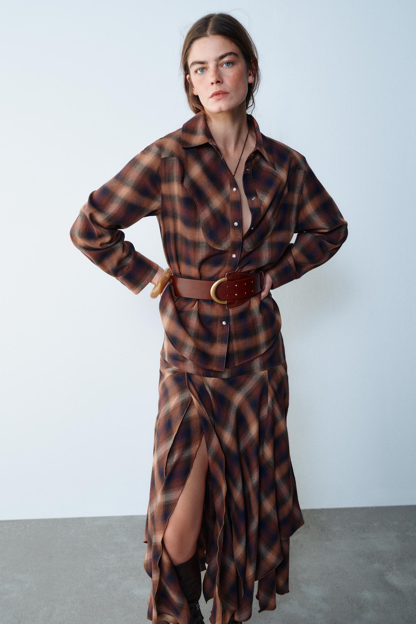 Женская рубашка Zara Checked, цвет: Разноцветный — фото 2