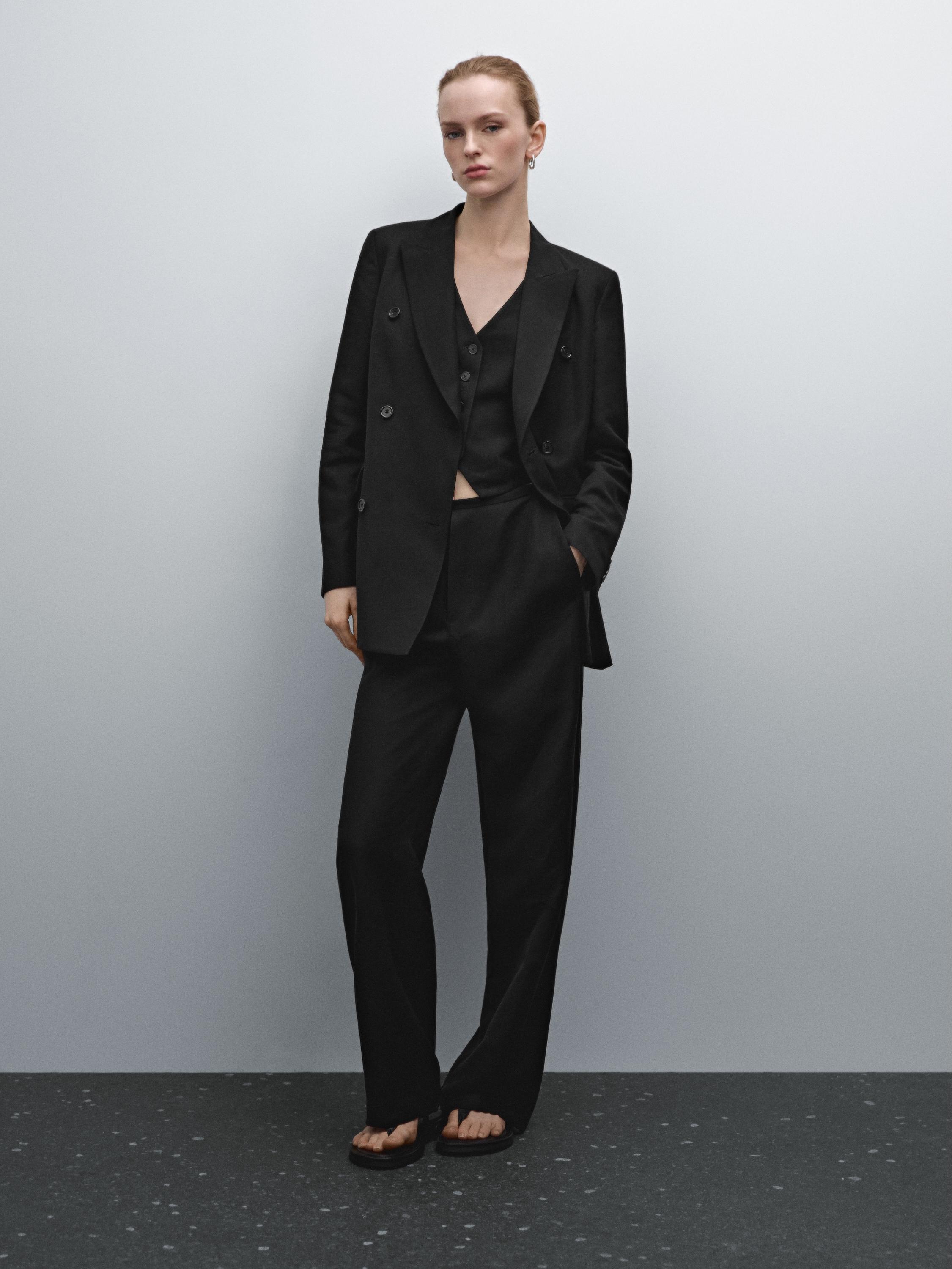 Linen blend trousers with clean design - Black | ZARA United