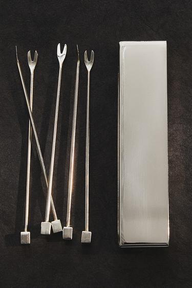 SET OF APERITIF PICKS WITH METAL BOX (SET OF 6) - Steel by Zara
