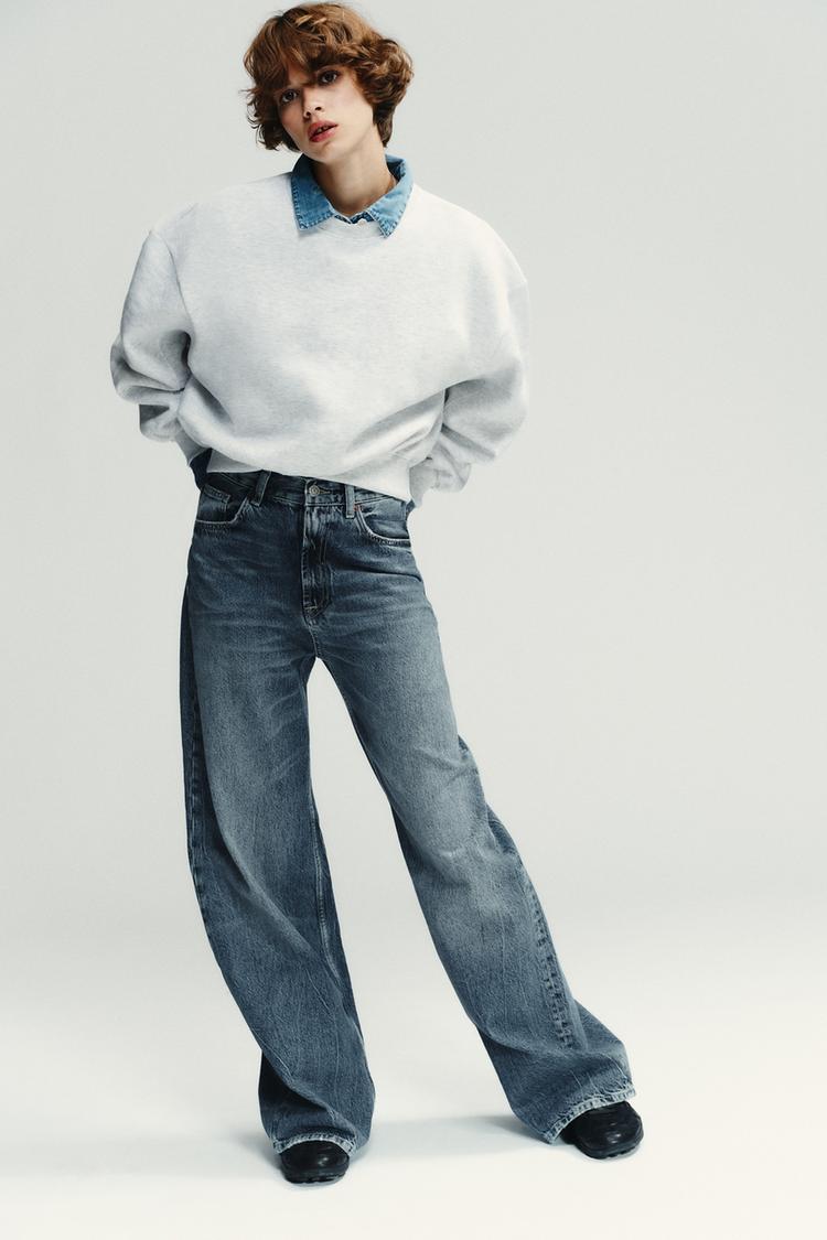 JEANS TRF EXTRA WIDE LEG VITA ALTA Indaco ZARA Italia Italy