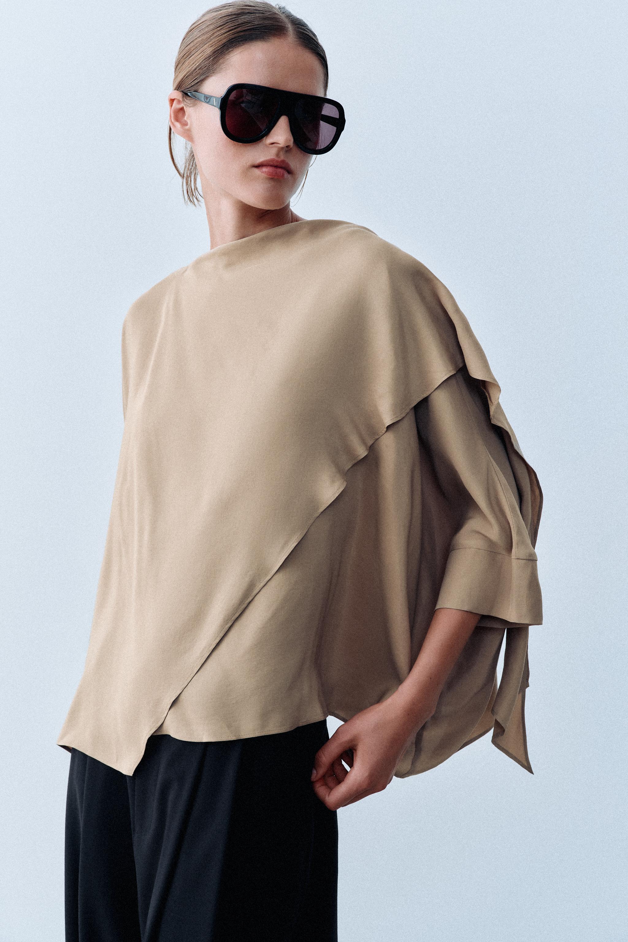 BLOUSE FLUIDE COL CAPE