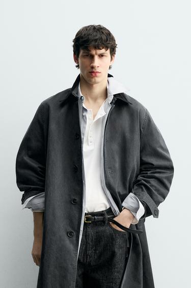 WAXED TRENCH COAT - Blue by Zara - Image 1