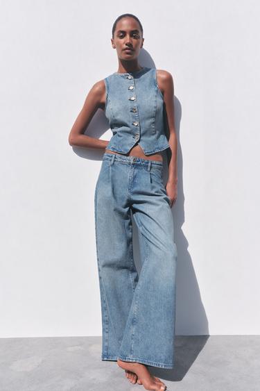 JEAN Z1975 COUPE LARGE À TAILLE HAUTE ET PINCES - Bleu moyen de Zara - Image 3