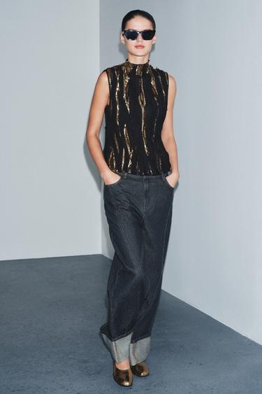 Zara 亮片上衣 ZW COLLECTION LIMITED EDITION - 黑金色 - 圖片 0