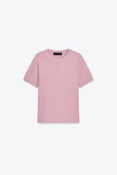 TOP PUNTO MANGA CORTA TACTO SUAVE - Malva de Zara