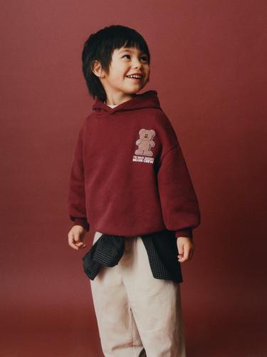 BEAR HOODIE - Burgundy by Zara