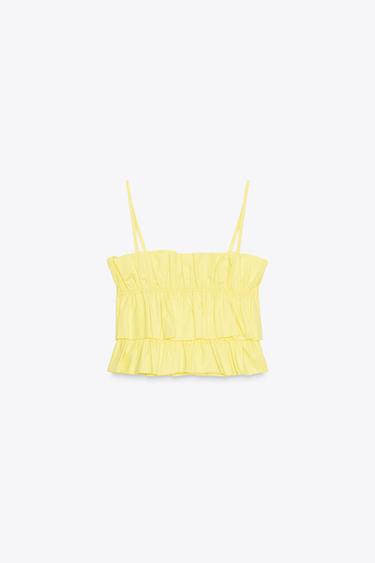 POPLIN CROP TOP - Yellow by Zara - Image 7