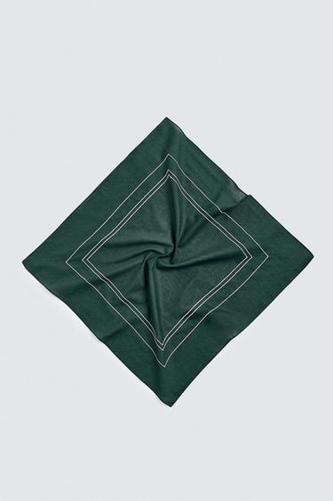 Zara CONTRAST EMBROIDERY BANDANA - Green