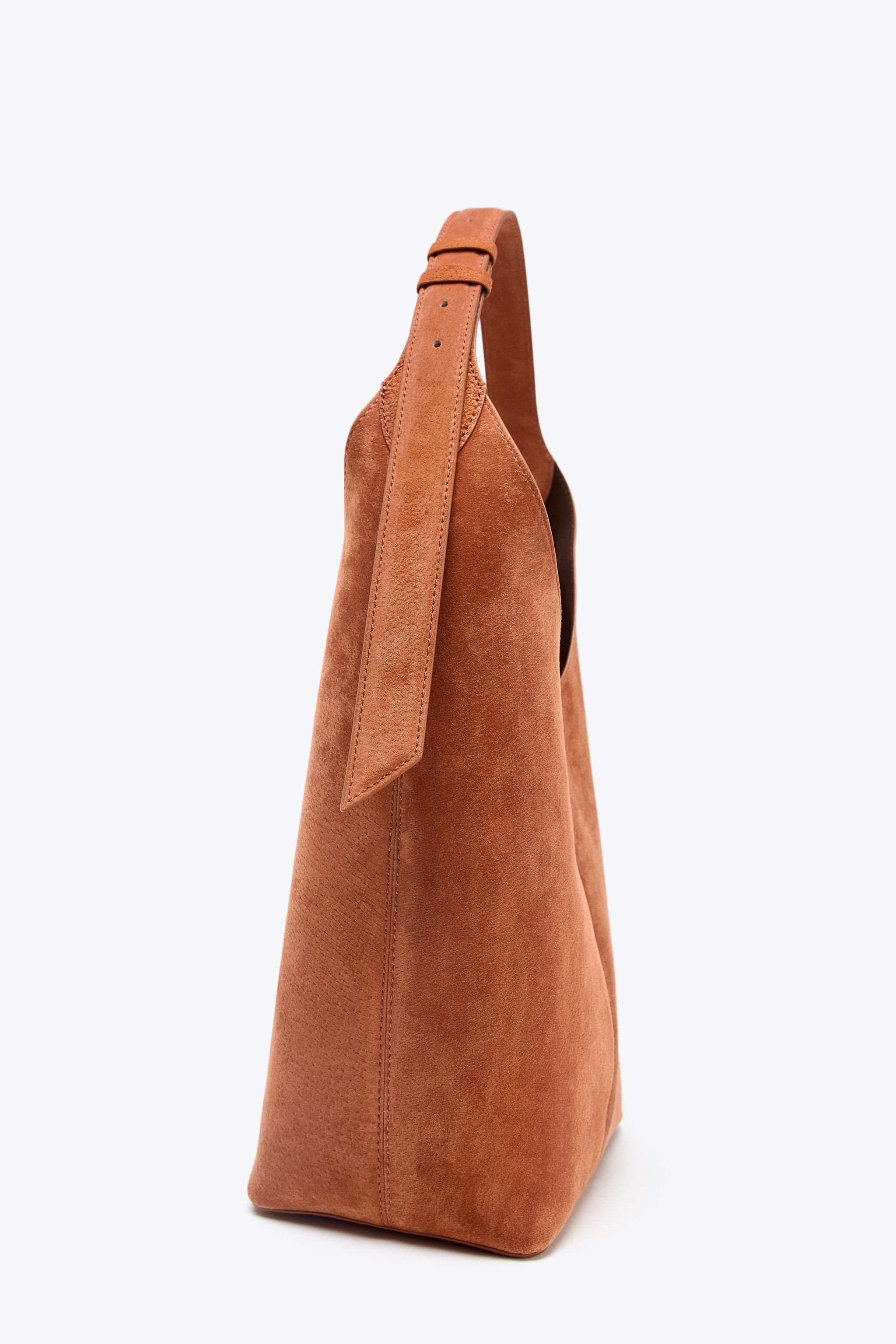 スペイン発送 ZARA ハンドルディテール付きマキシレザーバッグ スペイン発送 ZARA マキシサックバッグ 名入れ可能！ カジュアル