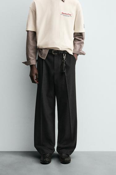 PANTALÓN RELAXED FIT PLIEGUES - Gris oscuro de Zara