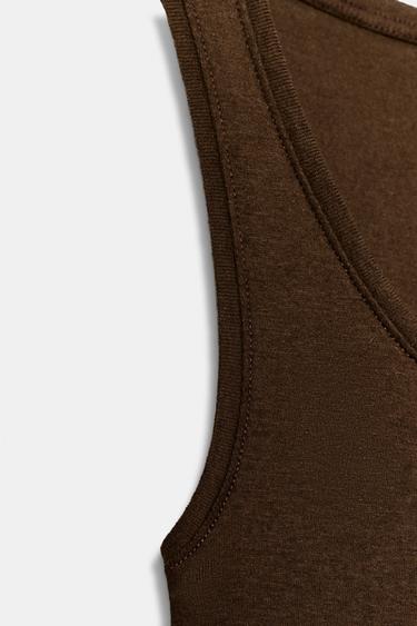 COTTON SLEEVELESS TOP - Brown by Zara - Image 6