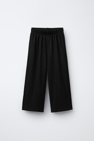 PLAIN PLUSH WIDE LEG SWEATSHIRT AND TROUSERS SET - Black by Zara