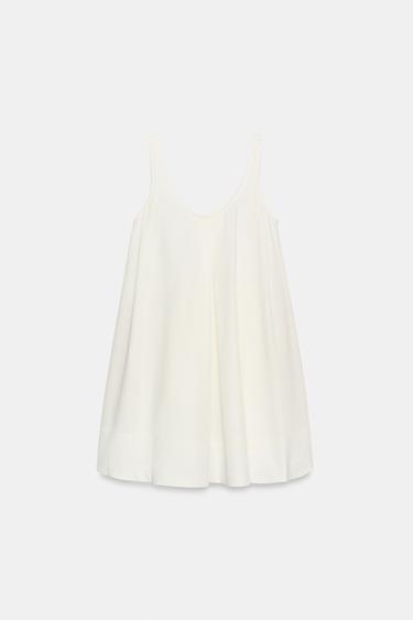 VESTIDO MINI POPELINA - Branco-marfim da Zara