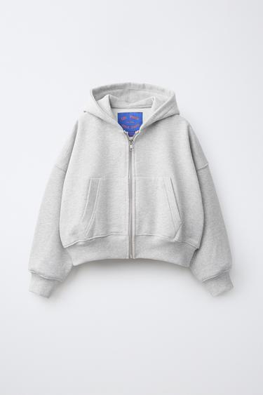 SWEATSHIRT MED LYNLÅS OG BRODERI - 0FR. PARIS X ZARA - gråmeleret fra Zara