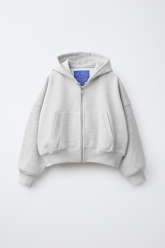 EMBROIDERED ZIP-UP SWEATSHIRT 0FR. PARIS X ZARA - Grey marl by Zara - Image 0