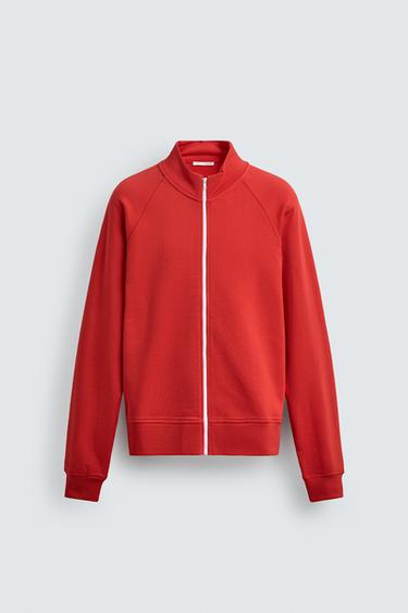 ТОЛСТОВКА С КОНТРАСТНОЙ МОЛНИЕЙ — КРАСНЫЙ от Zara