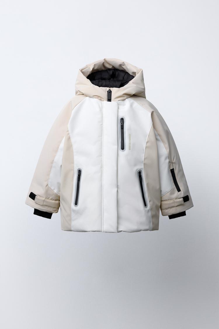 COLOR BLOCK WATER RESISTANT AND WINDPROOF SKI JACKET Ecru ZARA