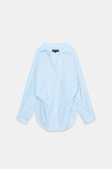 STRIPED SHIRT WITH POCKET - Blue/White by Zara - Image 0