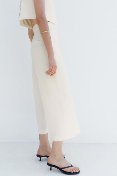 PANTALON JUPE-CULOTTE TAILLE HAUTE - Écru de Zara - Image 2