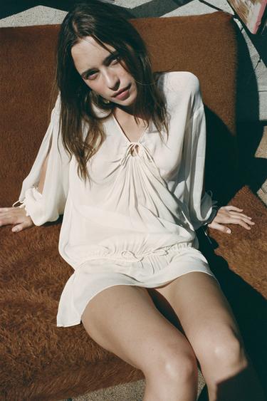 SEMI-SHEER FLOWING TOP - Oyster-white by Zara - Image 0