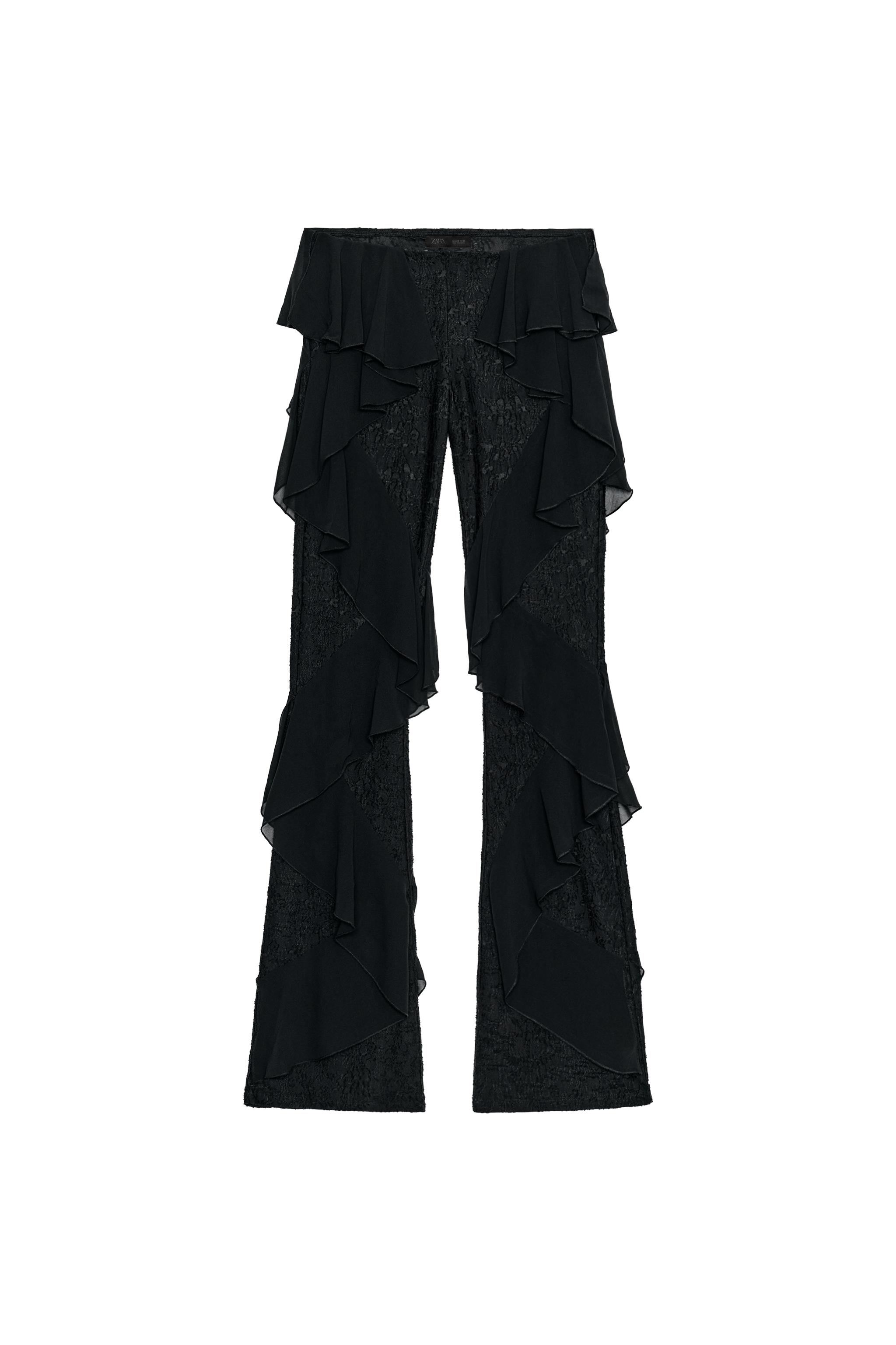 LACE RUFFLE PANTS - Black | ZARA United States