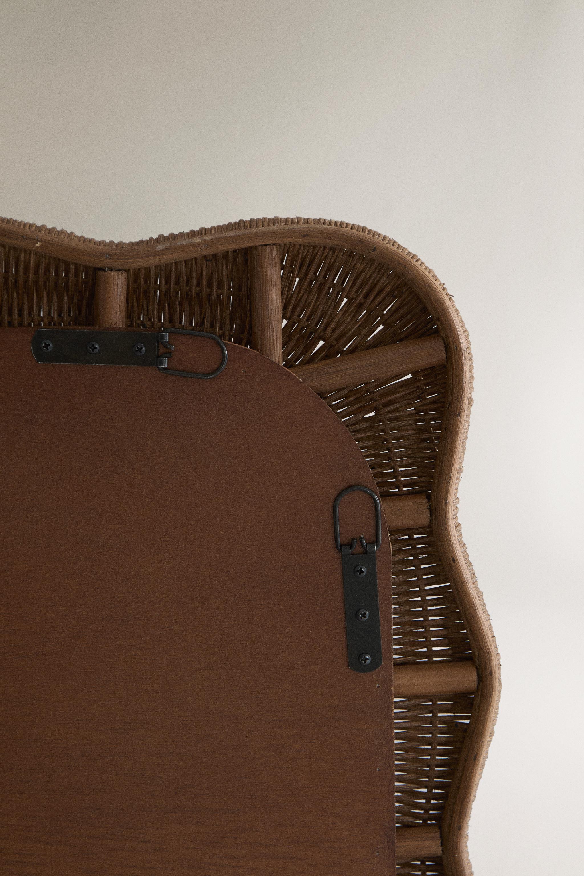 Irregular Rattan Wall Mirror - Unique Rectangular Design