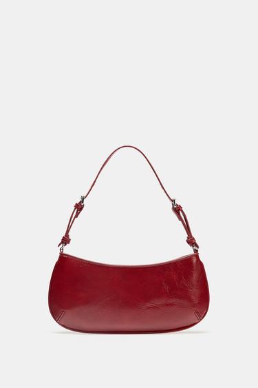 Zara CRACKLED EFFECT BAG - Red