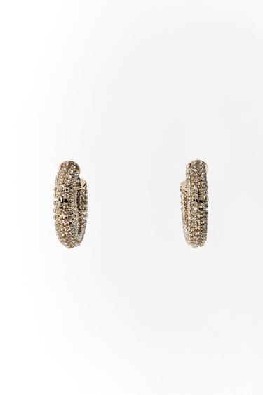 BEJEWELLED HOOP EARRINGS - Golden by Zara