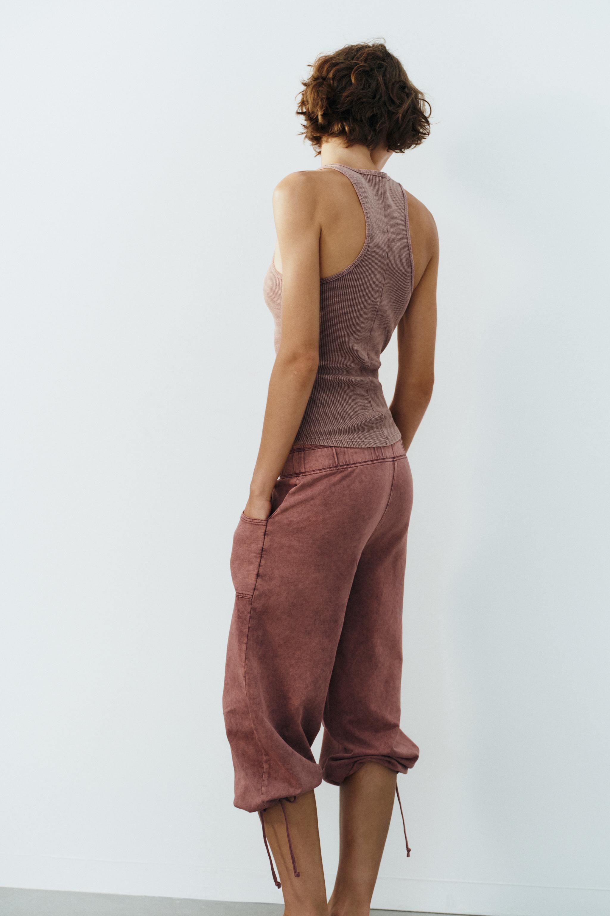 Женские топы Zara WASHED EFFECT DRAWSTRING TOP — фото 3