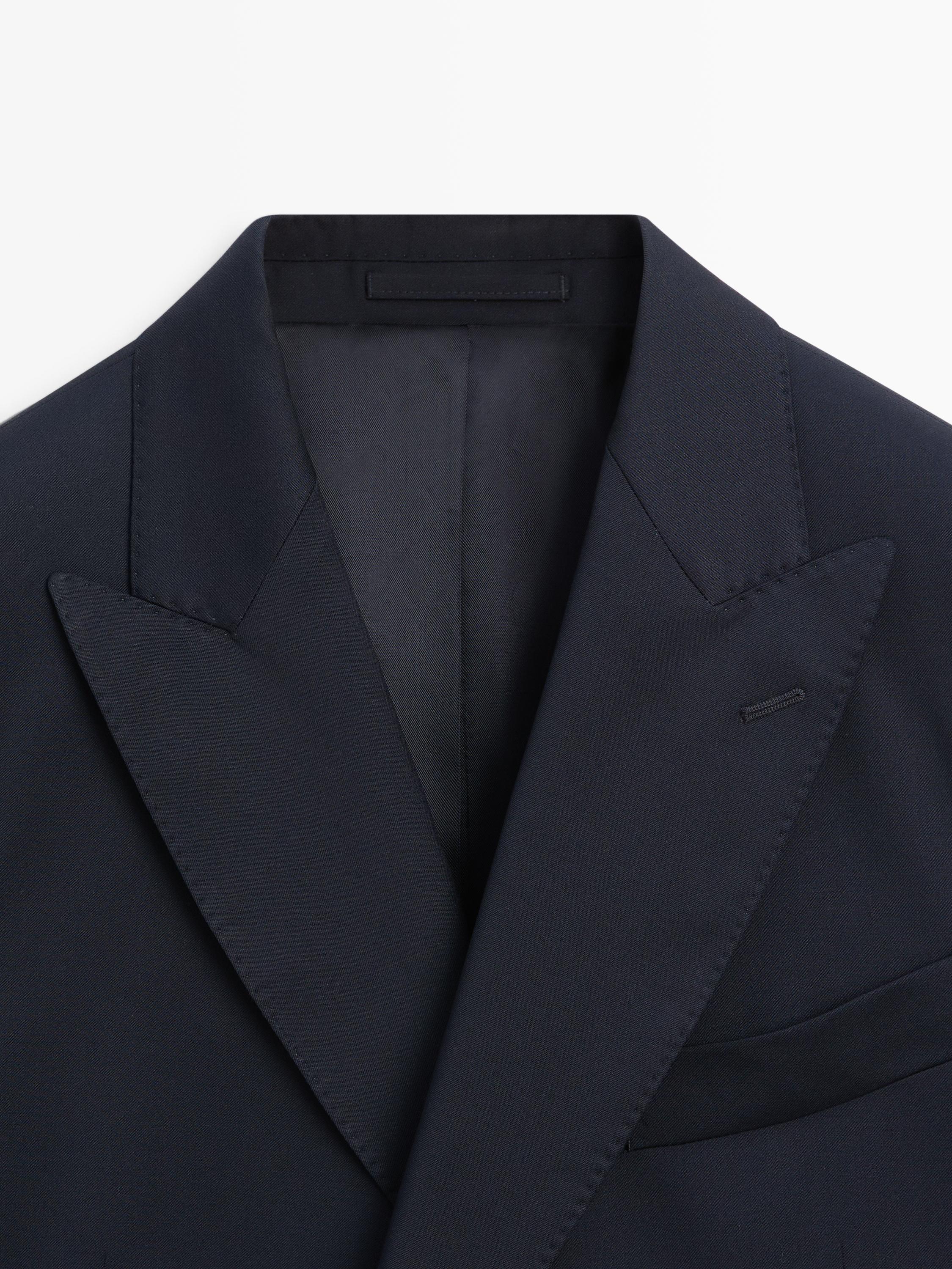 100% cool wool double-breasted suit blazer