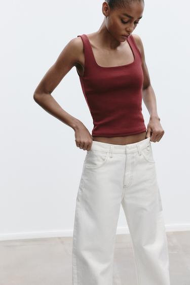 WIDE STRAP VEST TOP - Wine by Zara