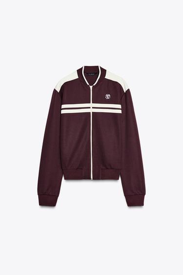 EMBROIDERED SWEATSHIRT - Burgundy by Zara - Image 0