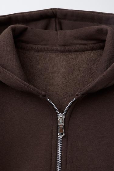 BASIC ZIP-UP HOODIE - Brown by Zara - Image 2