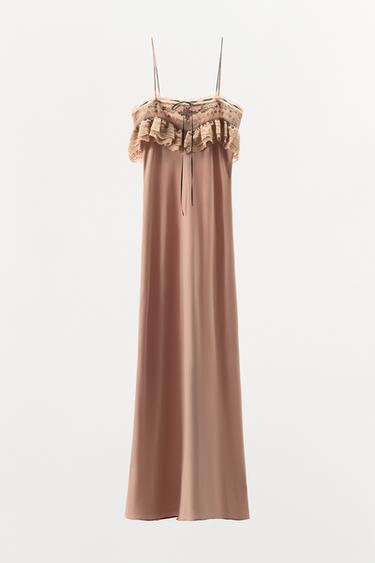 EMBROIDERED DRESS WITH CONTRAST BOW - Pastel pink by Zara - Image 3