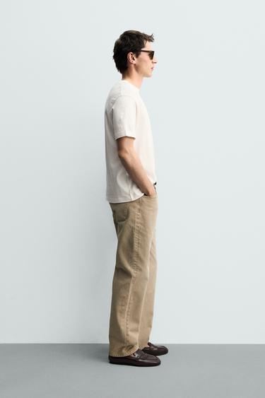 EMBROIDERED REGULAR FIT T-SHIRT - Oyster-white by Zara - Image 3