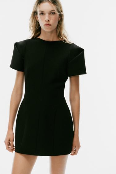 PLEATED SLEEVE MINI DRESS - Black by Zara