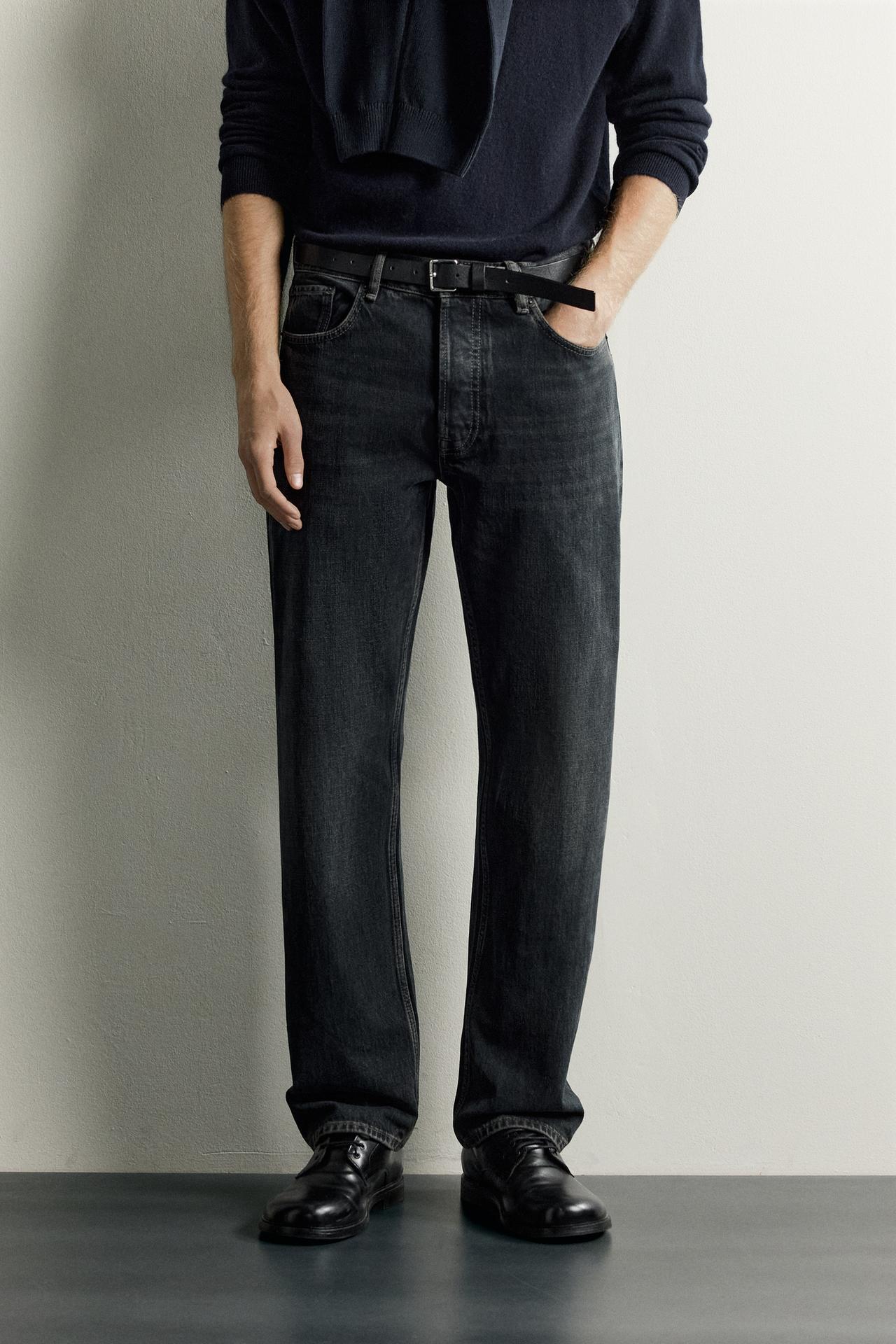 STRAIGHT-FIT JEANS — Navy blue