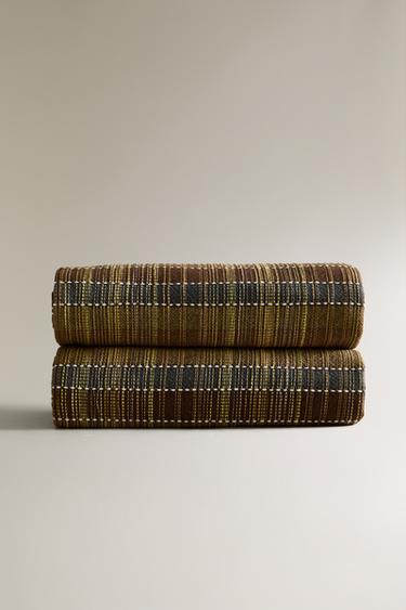 STRIPED COTTON THROW WITH FRINGING - striped by Zara - Image 1
