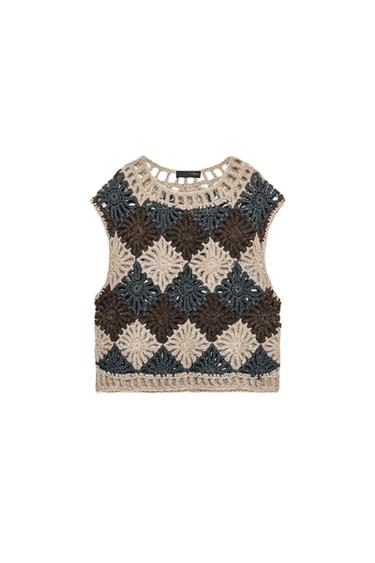 Zara CROCHET KNIT JUMPER VEST - only one