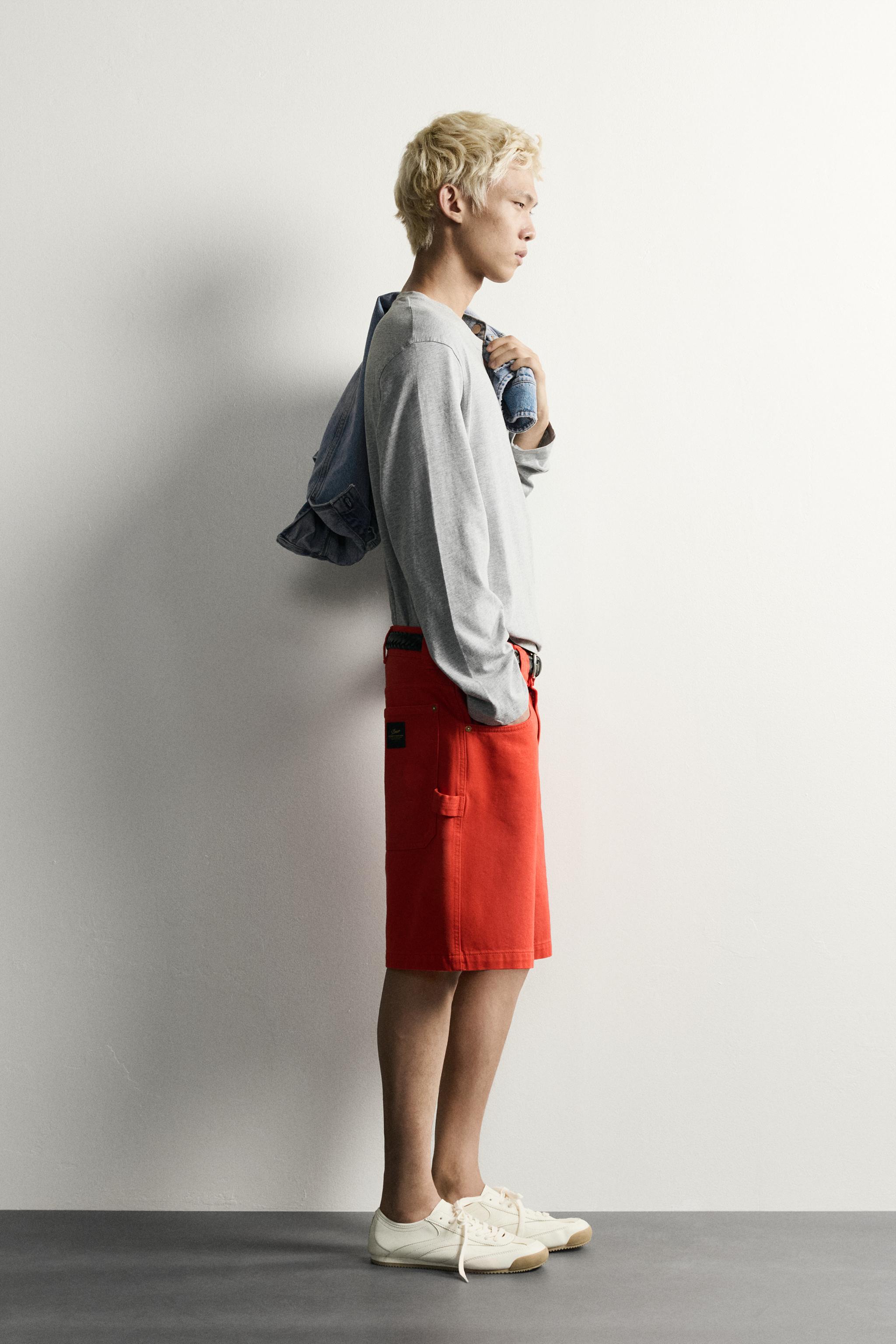 Мужские шорты Zara RELAXED FIT COTTON SHORTS — фото 4