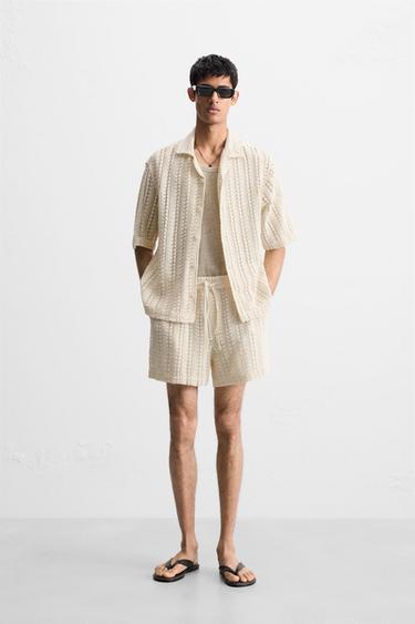 CHEMISE STRUCTURE CROCHET - Blanc cassé de Zara